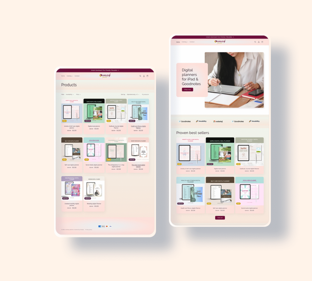 E-commerce mockup home page